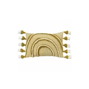 Rainbow Tufted Tassel Cushion Cover (One Size) (Ochre Yellow) - Ochre Yellow - Furn