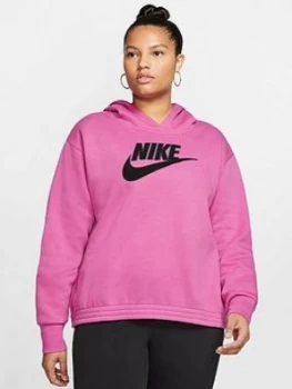 Nike NSW Icon Clash Pullover Hoodie (Curve) - Fuchsia, Size 18-20=1X, Women