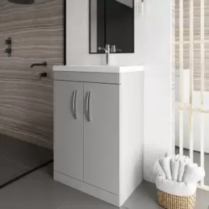 Nuie - Athena Floor Standing 2-Door Vanity Unit with Basin-1 600mm Wide - Gloss Grey Mist