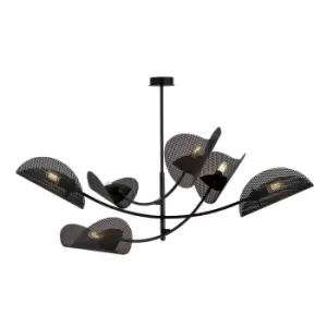 Gladio Black Multi Arm Semi Flush Ceiling light 6x E14