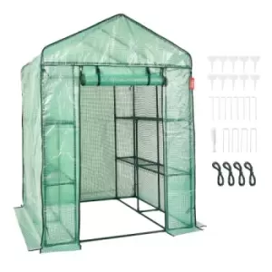 VEVOR Walk-in Green House, 4.6 x 4.6 x 6.6 ft Greenhouse with Shelves, Set Up in Minutes, High Strength PE Cover with Doors & Windows and Steel Frame,