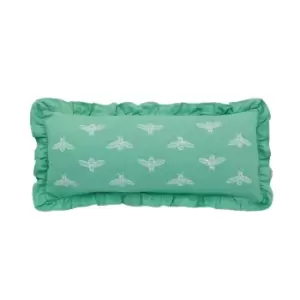 Joules Lakeside Floral Embroidered Cushion 70cm x 30cm, Green