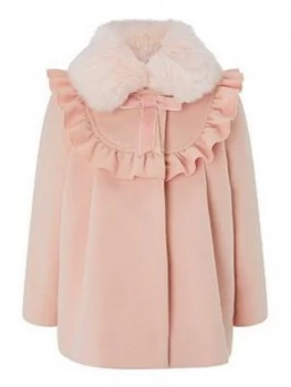 Monsoon Baby Girls Pink Frill Coat - Pink, Size 3-6 Months