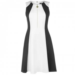 DKNY Sleeveless Fit and Flare Dress Ladies - Ivory/Black