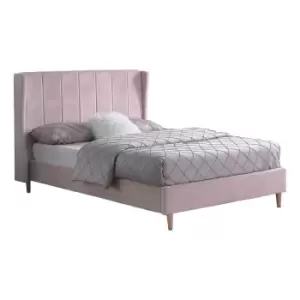 Seconique Amelia 4'6" Bed - Pink Velvet Fabric