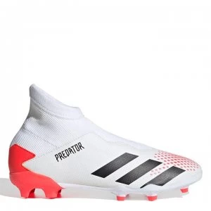 adidas Predator 20.3 Laceless Childrens FG Football Boots - White/PopOrange