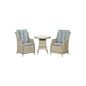 Royalcraft Wentworth Rattan 2 Seater Highback Comfort Round Bistro Set - Garden & Outdoor