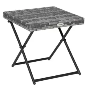 Foldable Rattan Coffee Table Square Design with Steel Frame, Grey