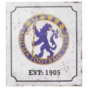 Chelsea FC Official Retro Football Crest Bedroom Sign (One Size) (White/Blue)