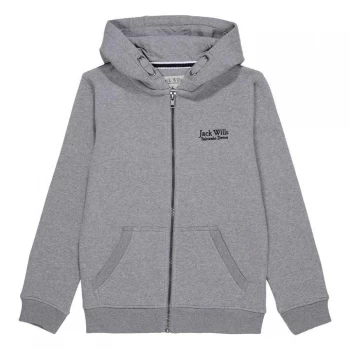 Jack Wills Boys Pinebrook Zip Through Hoodie, Grey Marl, Size 9-10 Years