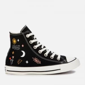 Converse Womens Chuck Taylor All Star It's Ok To Wander Hi-Top Trainers - Black/White/Black - UK 5