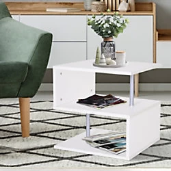 Homcom Coffee Table Organizer with 2 Drawers White 500 x 500 x 500 mm