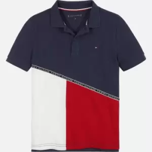 Tommy Hilfiger Boys Diagonal Colorblock Polo Shirt - Twilight Navy - 10 Years