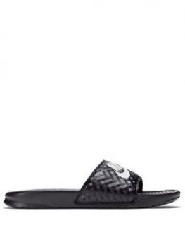 Nike Benassi JDI Sliders, Black/White, Size 4.5, Women