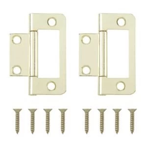 Brass effect Metal Flush hinge Pack of 2