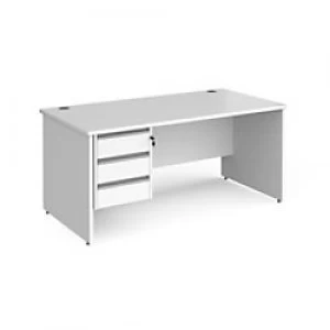 Dams International Straight Desk with White MFC Top and Silver Frame Panel Legs and 3 Lockable Drawer Pedestal Contract 25 1600 x 800 x 725mm