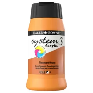 Daler Rowney System 3 Original Acrylic Paint 500ml Fluorescent Orange