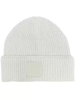 C.P COMPANY Logo-patch Ribbed Beanie Light Green