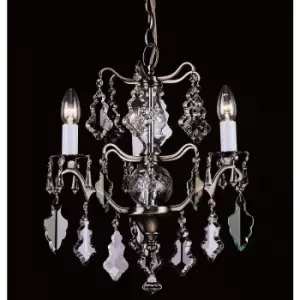 Impex Louvre Antique Brass Crystal 3 Arm Chandelier