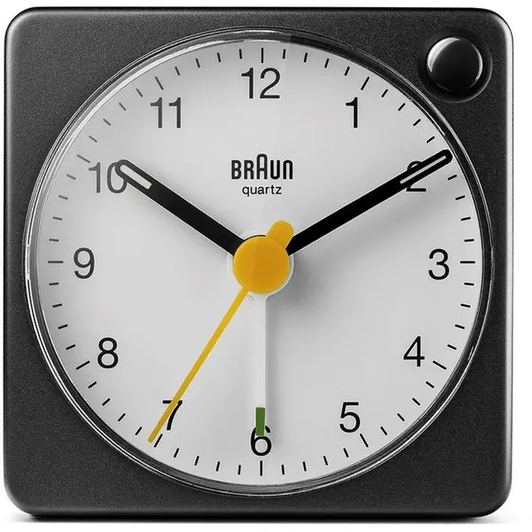 Braun Classic Travel Analogue Alarm Clock With Snooze And Light - Black &#38; White BC02XBW