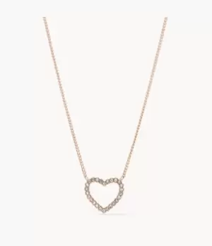 Fossil Women Open Heart Rose Gold-Tone Stainless Steel Necklace