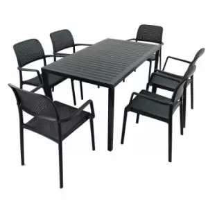 Nardi Cube Dining Table With 6 Bora Chair Set Anthracite