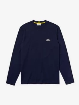 Lacoste x National Geographic Zebra Croc Long Sleeve T-Shirt - Navy/Blue, Navy Blue, Size L, Men