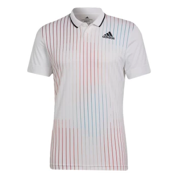 adidas Melbourne Tennis Freelift Polo Shirt Mens - White / Legacy Burgundy / Sky