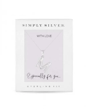 Simply Silver Alphabet Necklace Letter M