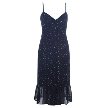 Jack Wills Ledbury Button Through Midi Cami Dress - Navy