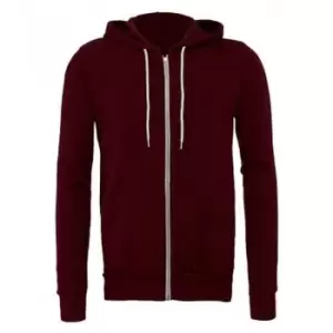 Bella + Canvas Adults Unisex Full Zip Hoodie (XS) (Maroon)