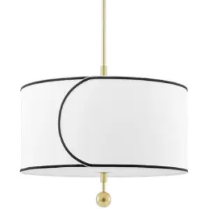 Zara 1 Light Large Pendant Brass, Belgian Linen