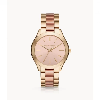 Michael Kors Womens Slim Runway Three-Hand Two-Tone Stainless Steel Watch - Two Tone