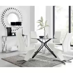 Furniture Box Cascina Dining Table and 4 White Willow Chairs