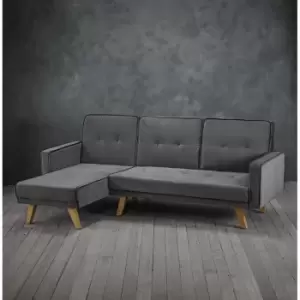 Kitson L Shaped Sofa Bed Grey Velvet