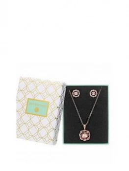 Jon Richard Rose Gold Plated Crystal Round Pendant Set