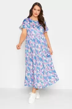 Floral Frill Sleeve Maxi Dress