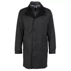 Barbour Mens Cobalt Wax Mac Black/Grey Stone Tartan Large