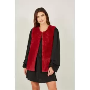 Yumi Red Faux Fur Gilet - Red