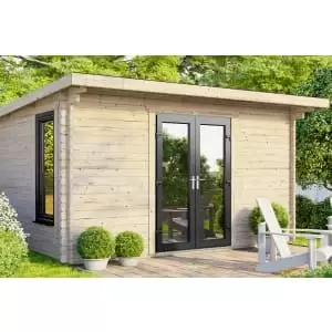 Power Sheds 14 x 10ft Central Doors Pent Log Cabin