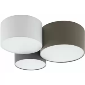 Loops - Wall Flush Ceiling Light White Anthracite Brown White Grey Fabric Bulb E27 3x60W