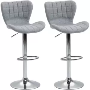 Homcom - Set of 2 Modern Winged bar Stools Swivel Adjustable Home Dining Pub Grey