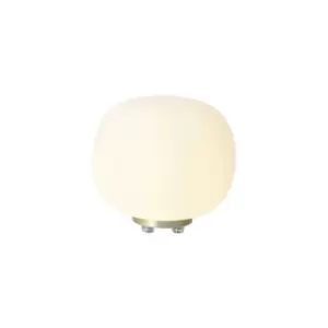 Cheektowaga Small Oval Ball Table Lamp E27 Satin Gold Base With Frosted White Glass Globe