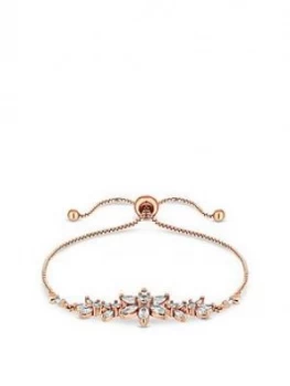 Jon Richard Rose Gold Plate Cubic Zirconia Floral Toggle