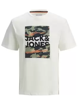 JACK & JONES Boys Camo Logo T-Shirt Men White