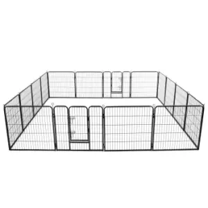 Vidaxl Dog Playpen 16 Panels Steel 80X80 Cm Black