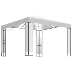 Vidaxl Gazebo With Double Roof&led String Lights 3X3 M White