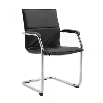 Essen stackable meeting room cantilever chair Black faux leather