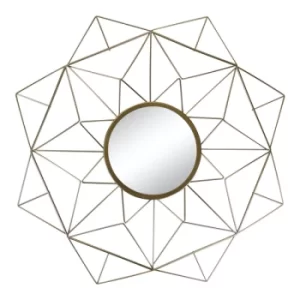 Gold Wire Geometric Design Mirror