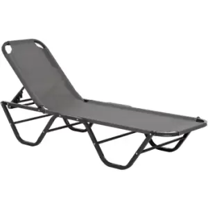 Outsunny - Sun Lounger Relaxer Recliner with 5-Position Adjustable Backrest Grey